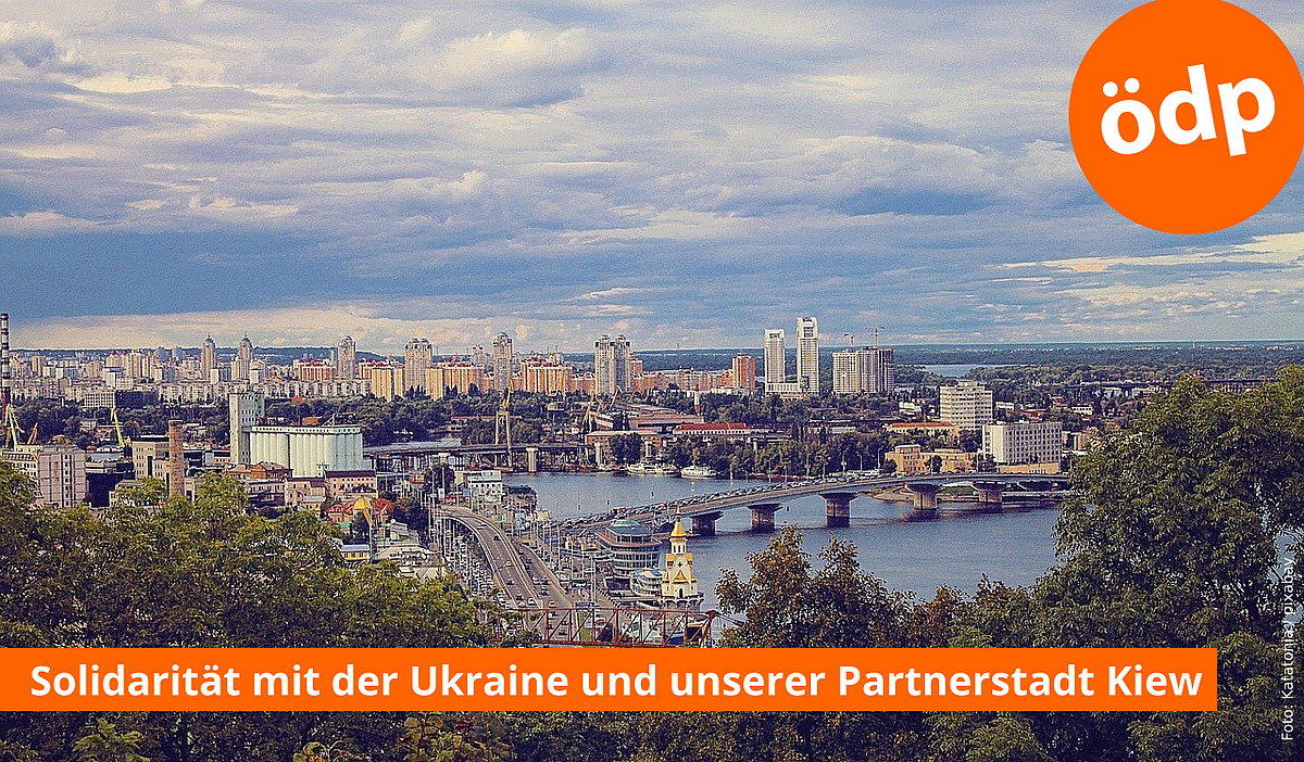 Bild: Blick auf Kiew. Solidarität mit der Ukraine und unserer Partnerstadt Kiew